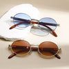 Metal Oval-Frame Sunglasses With A Wood-Grain Finish